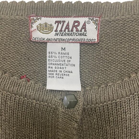 Tiara International Floral Embroidered Button Front Sweater Cottagecore Medium - Picture 11 of 11